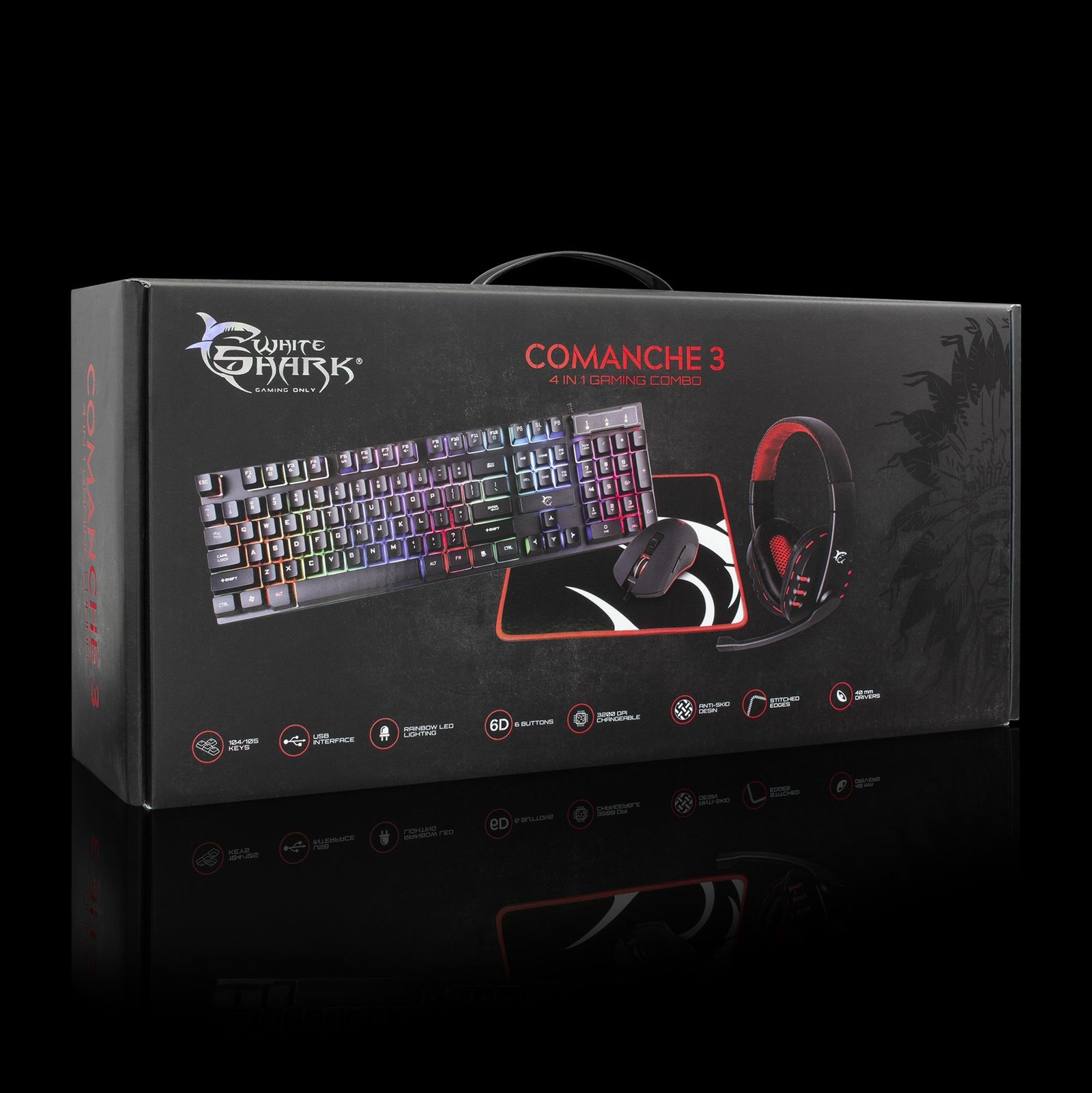 Tastatura + miš + podloga + slušalice White Shark GC-4104 COMANCHE-3 - 4in1 HR