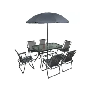 Expert baštenska garnitura sto 120 x 70 x 70 cm i 6 stolica sa suncobranom Vienna